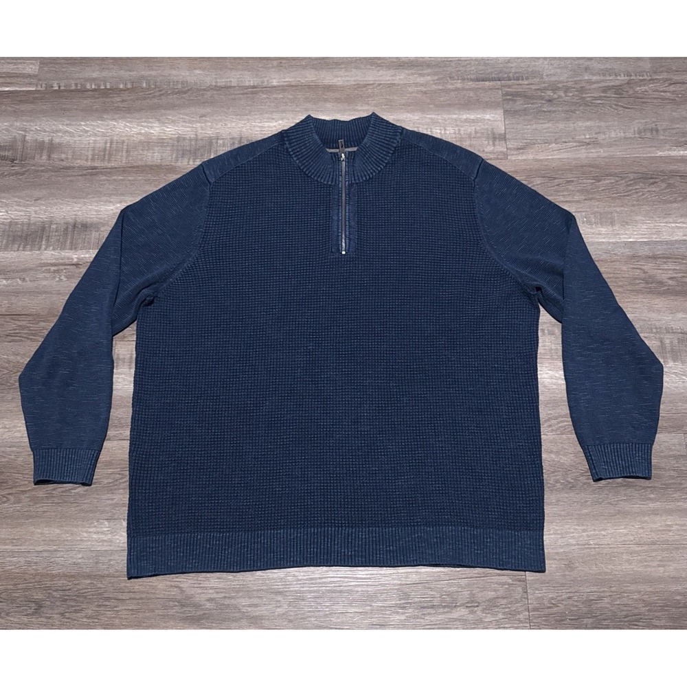 NWOT Tommy Bahama Men's 3XL Cotton Half Zip Blue Sandover Pullover Sweater XXXL